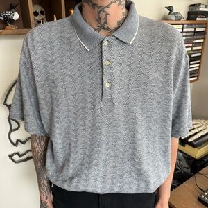 Vintage 80s Bugle Boy Wavy Knit S/S Polo ~ Size Medium